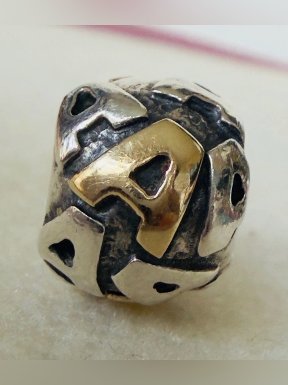 Genuine Pandora Sterling Silver & 14k Gold Alphabet Letter A Charm
